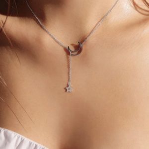 star lariats moon detail chain necklace